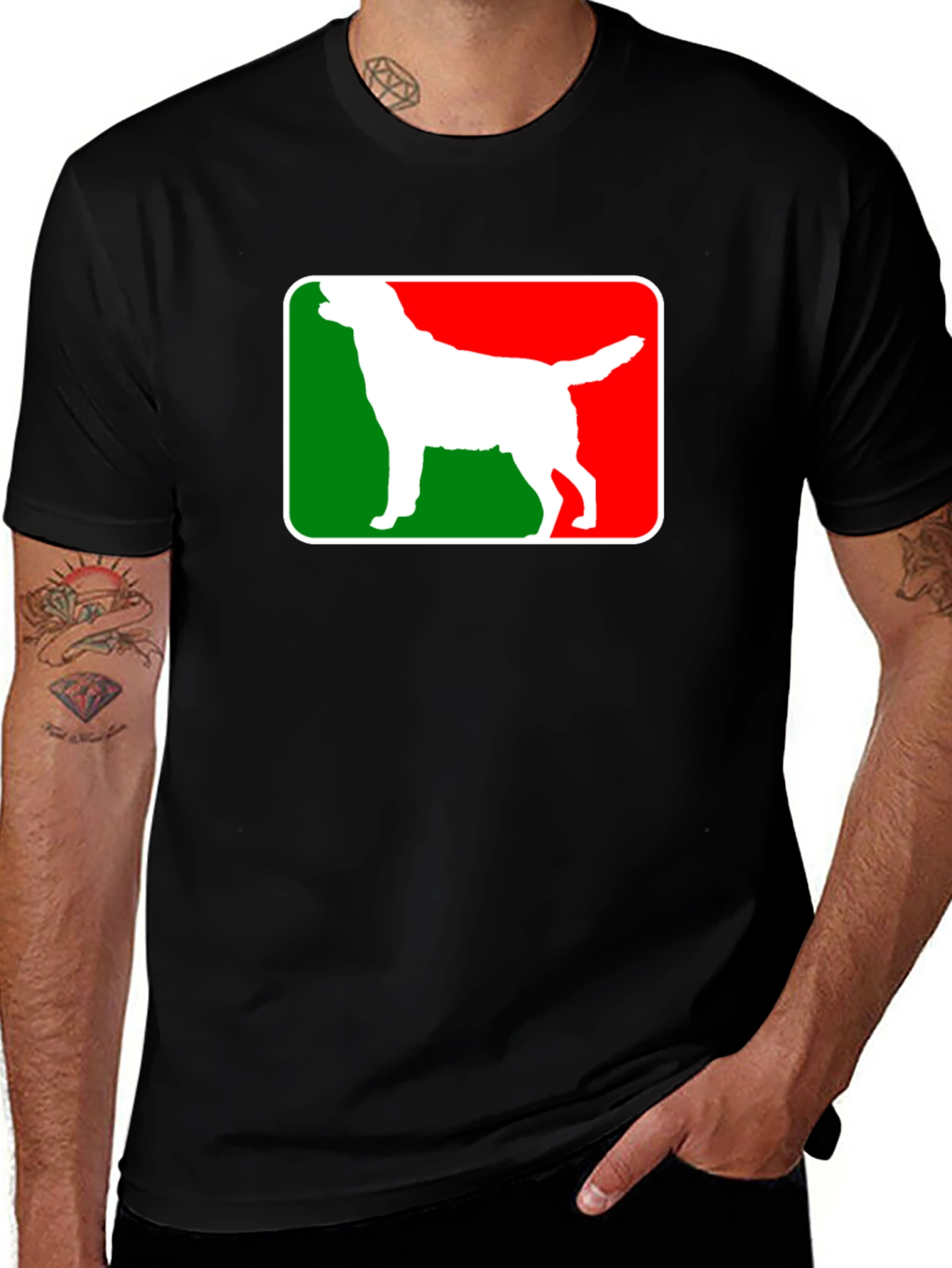 Dog Silhouette Graphic Tee - Black Cotton Blend