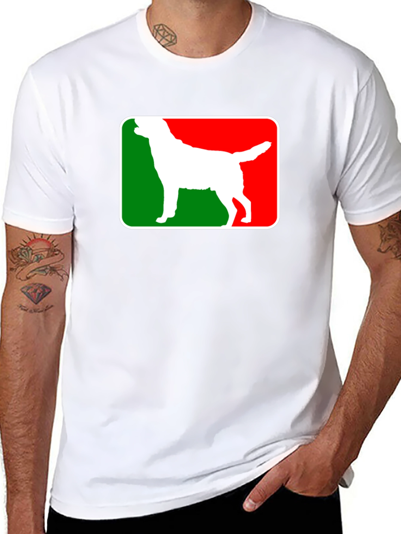 Dog Silhouette Graphic Tee - Black Cotton Blend