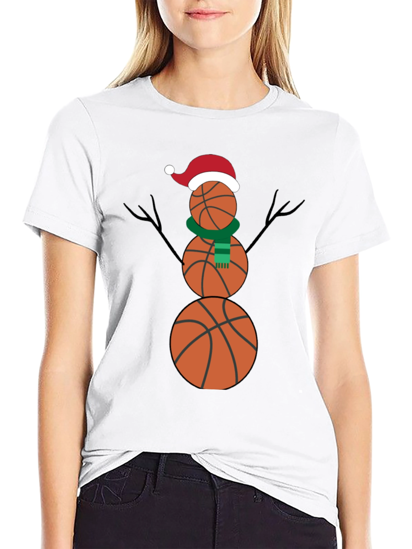 Basketball Snowman Holiday T-Shirt