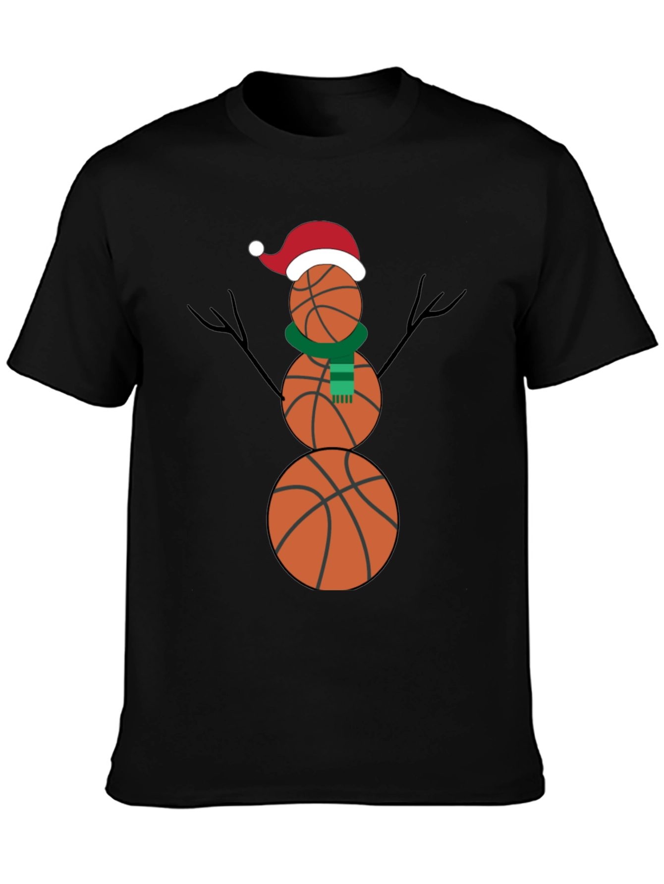 Basketball Snowman Holiday T-Shirt