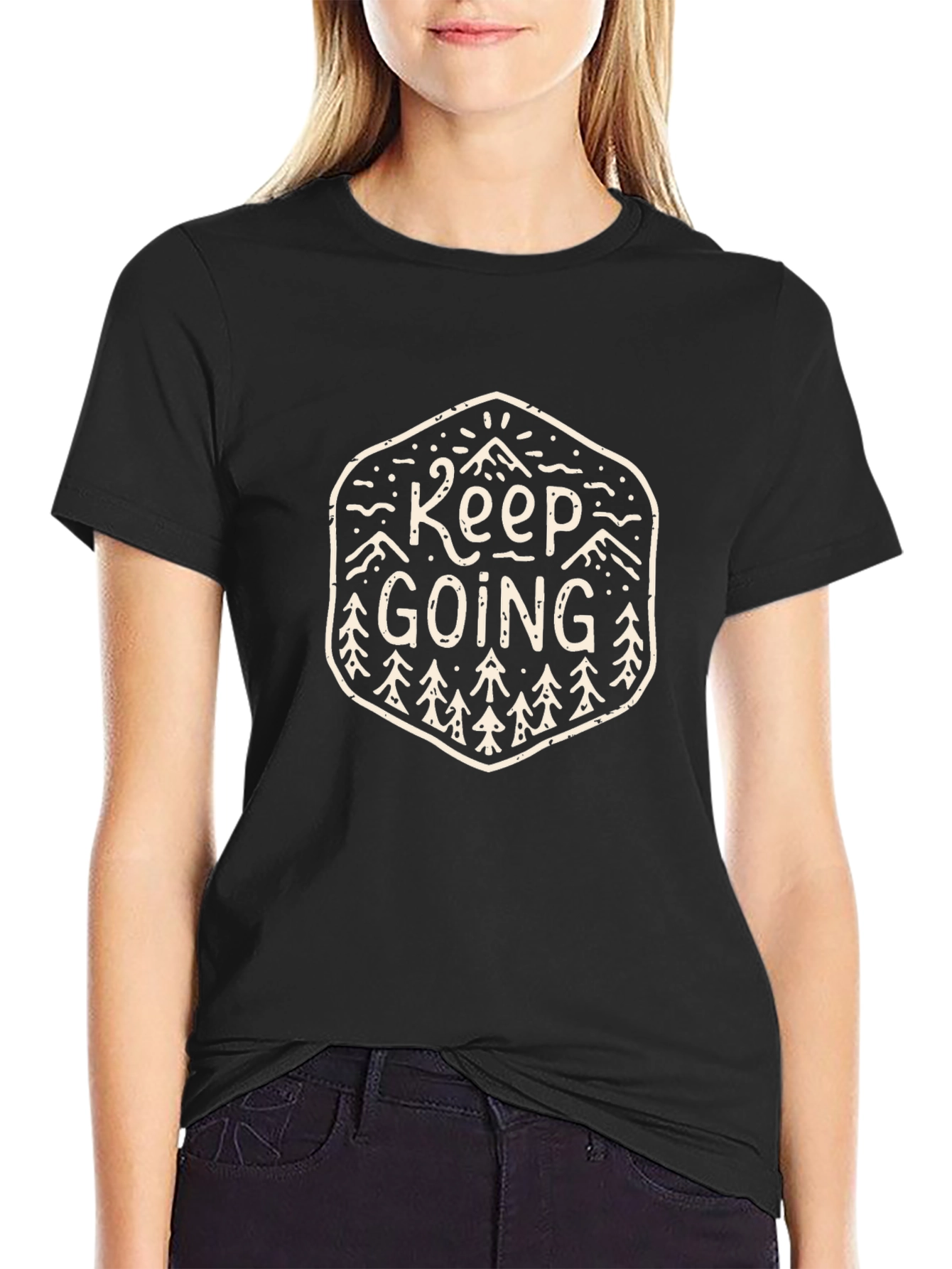 Keep Going Black Graphic T-Shirt