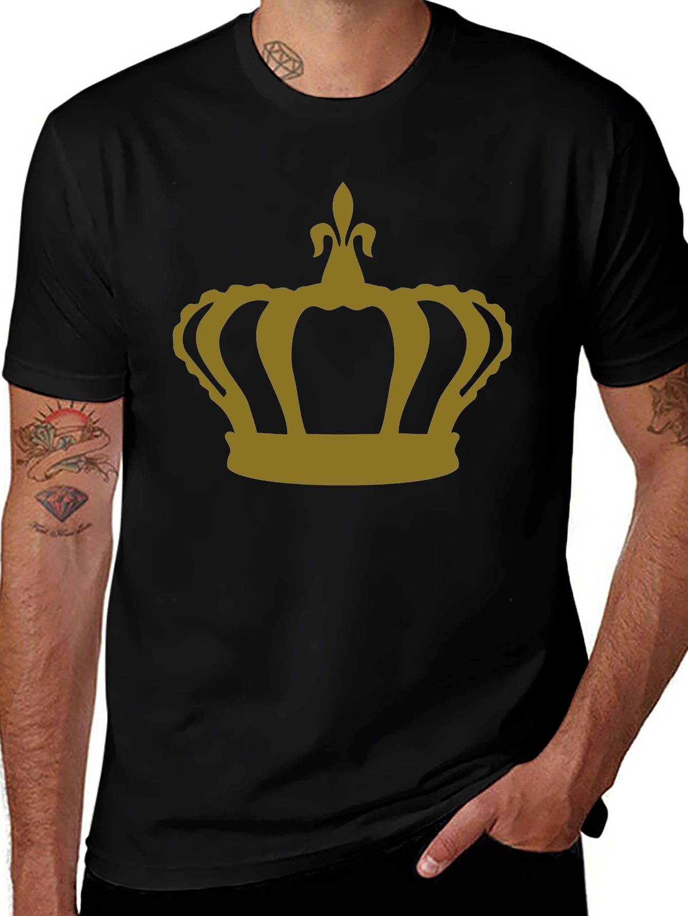 Crown Graphic T-Shirt - Gold Print on Black