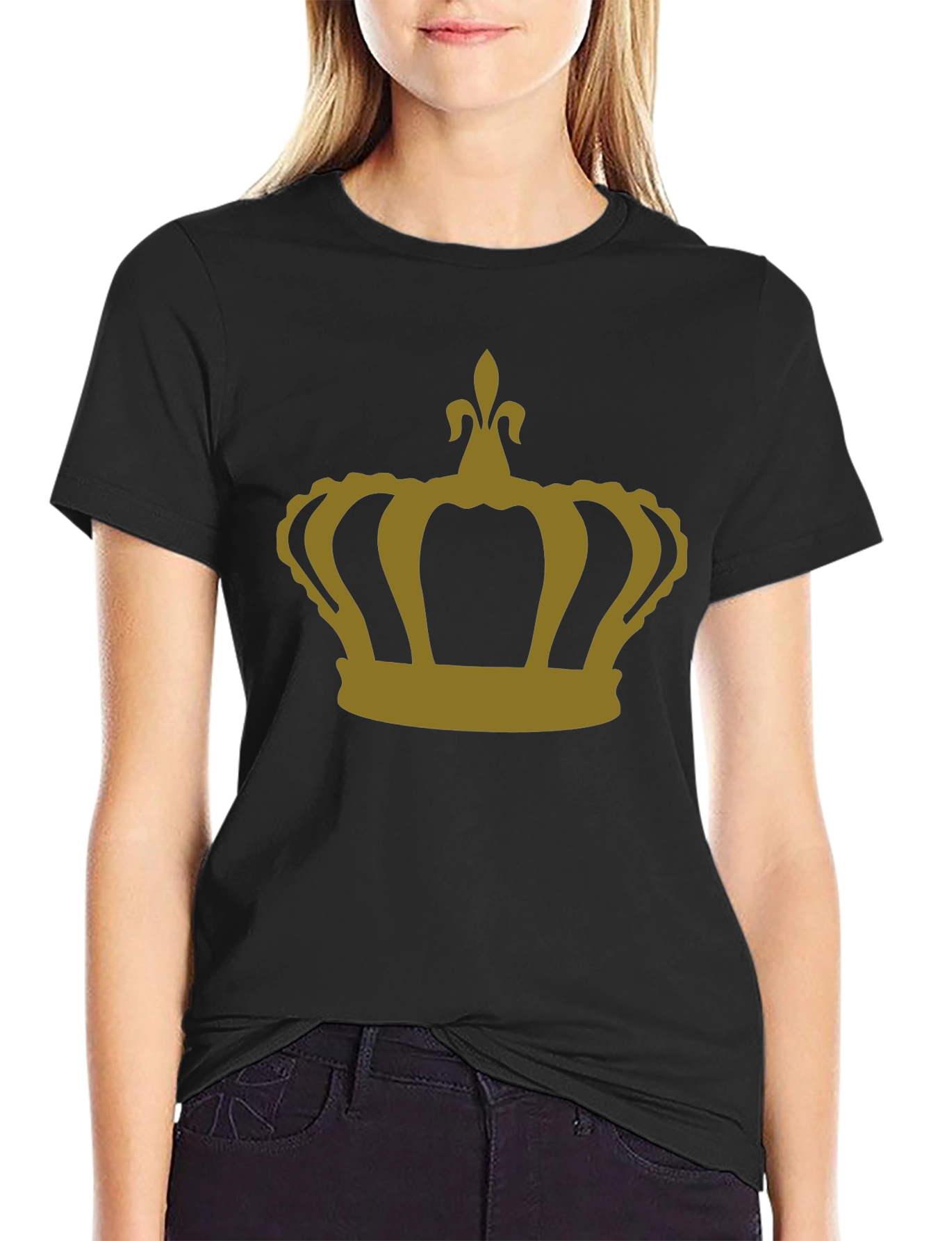 Crown Graphic T-Shirt - Gold Print on Black