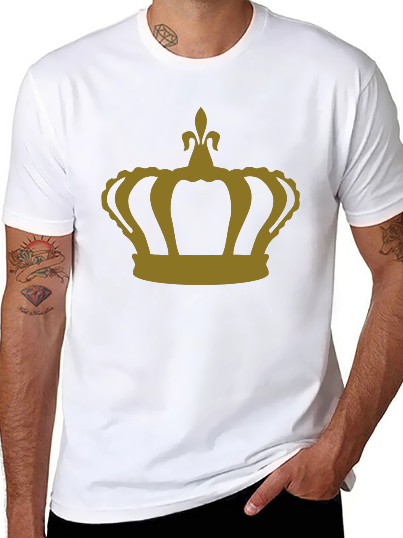 Crown Graphic T-Shirt - Gold Print on Black