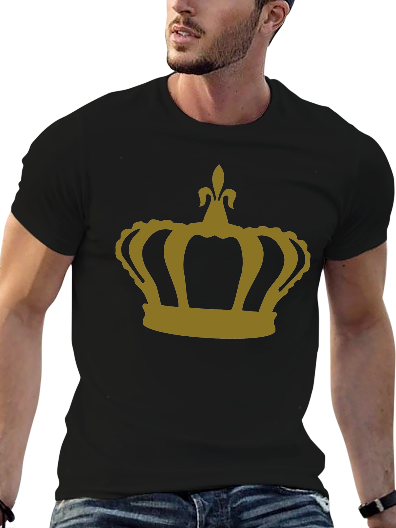 Crown Graphic T-Shirt - Gold Print on Black