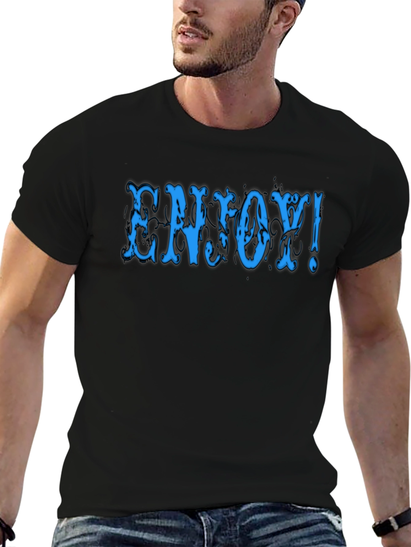 Enjoy! Black Graphic Tee Shirt