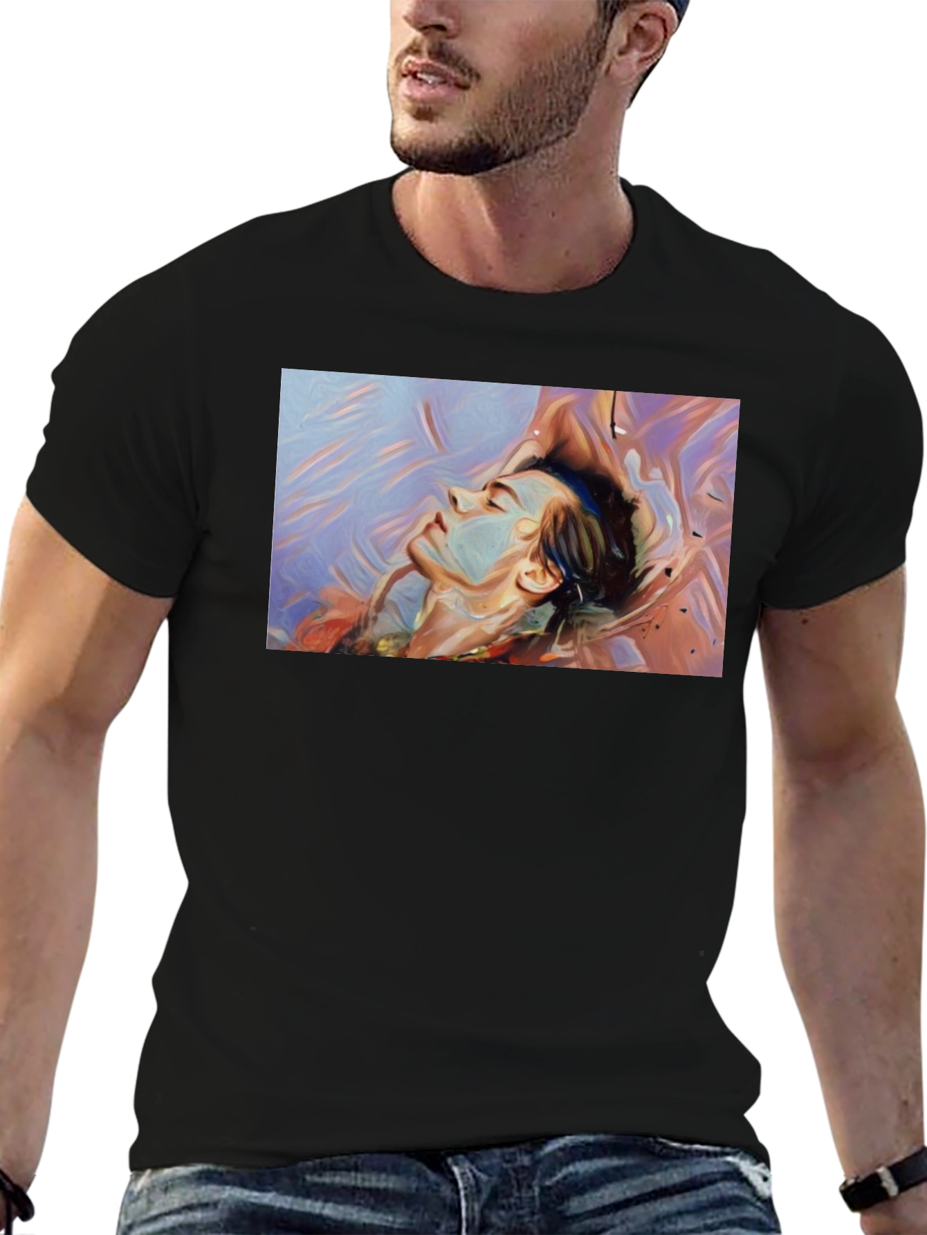 Abstract Dreamscape Graphic Black T-Shirt