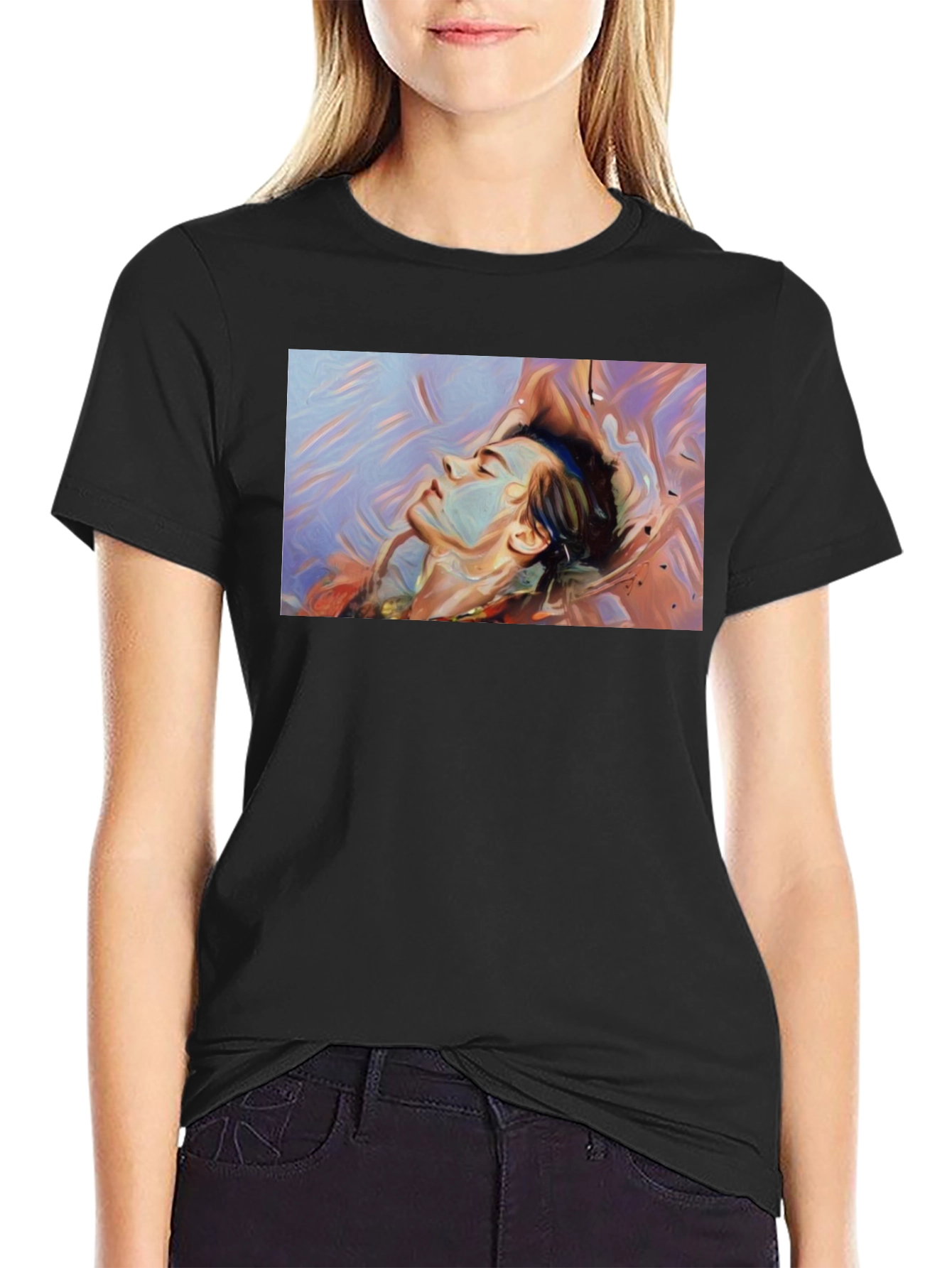 Abstract Dreamscape Graphic Black T-Shirt