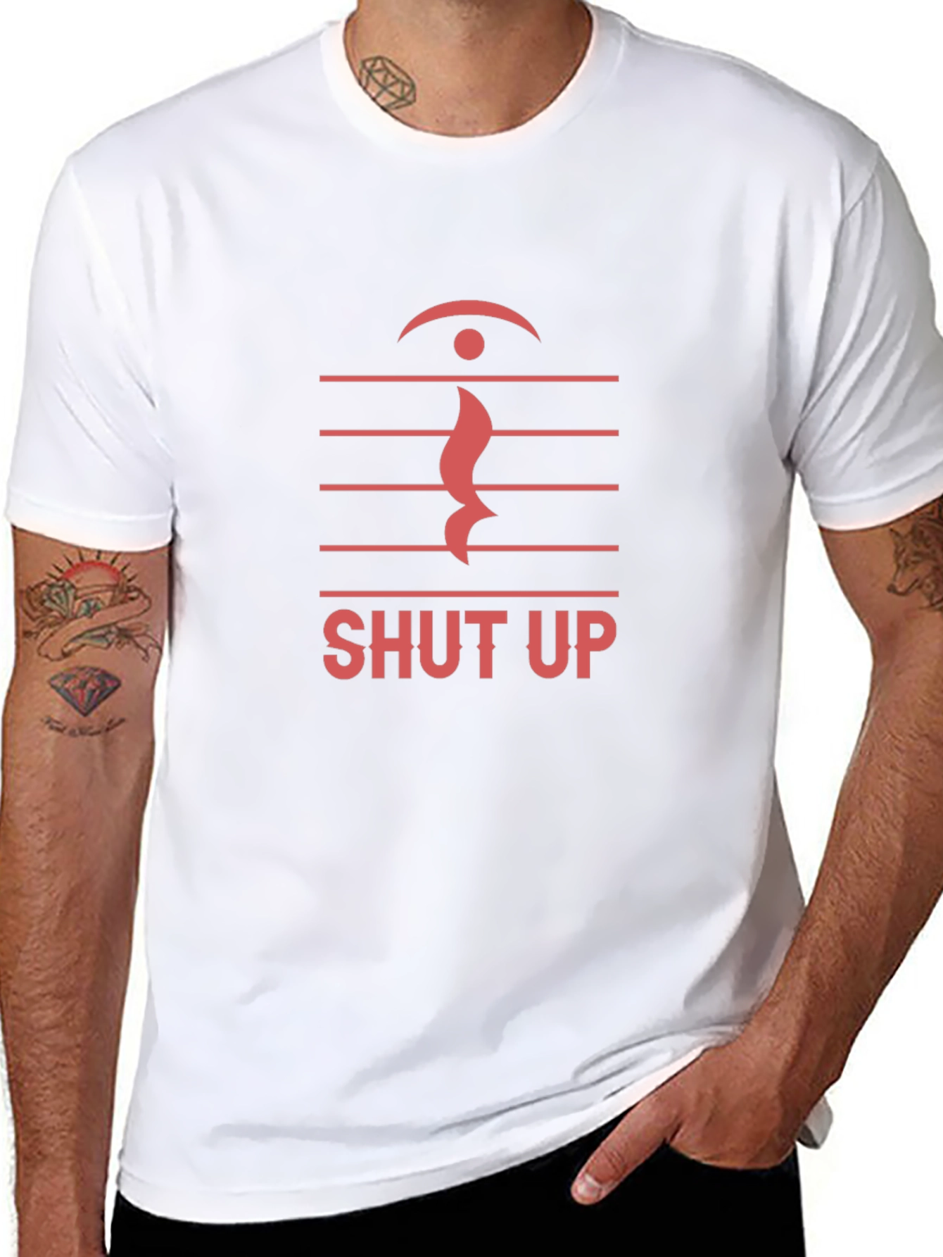 Shut Up Music Note Graphic T-Shirt