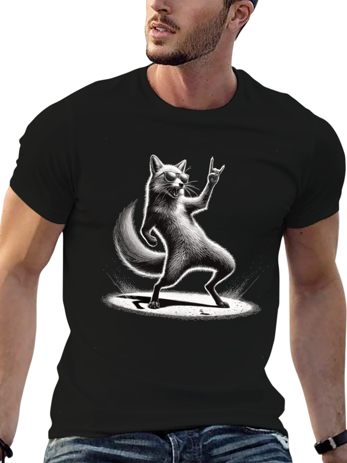 Rockin Fox Graphic Tee - Cool Animal T-Shirt