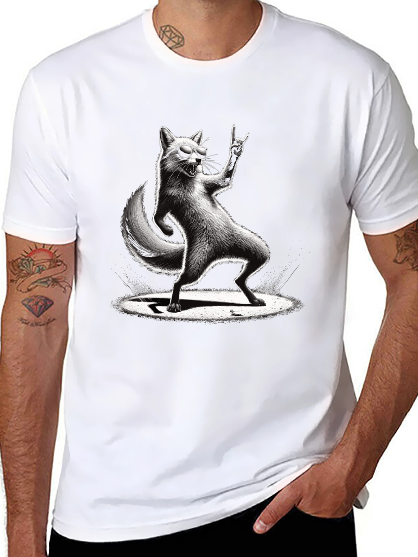 Rockin Fox Graphic Tee - Cool Animal T-Shirt