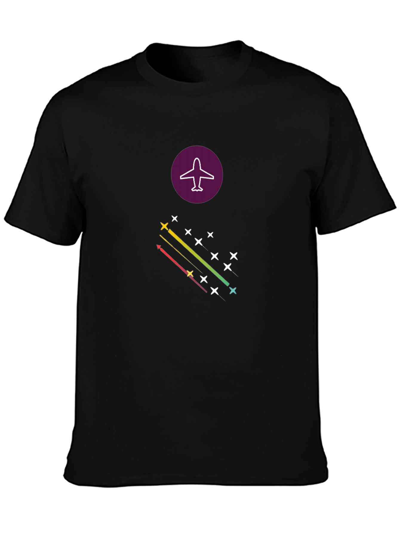Airplane Stars Graphic Tee - Stylish Black T-Shirt