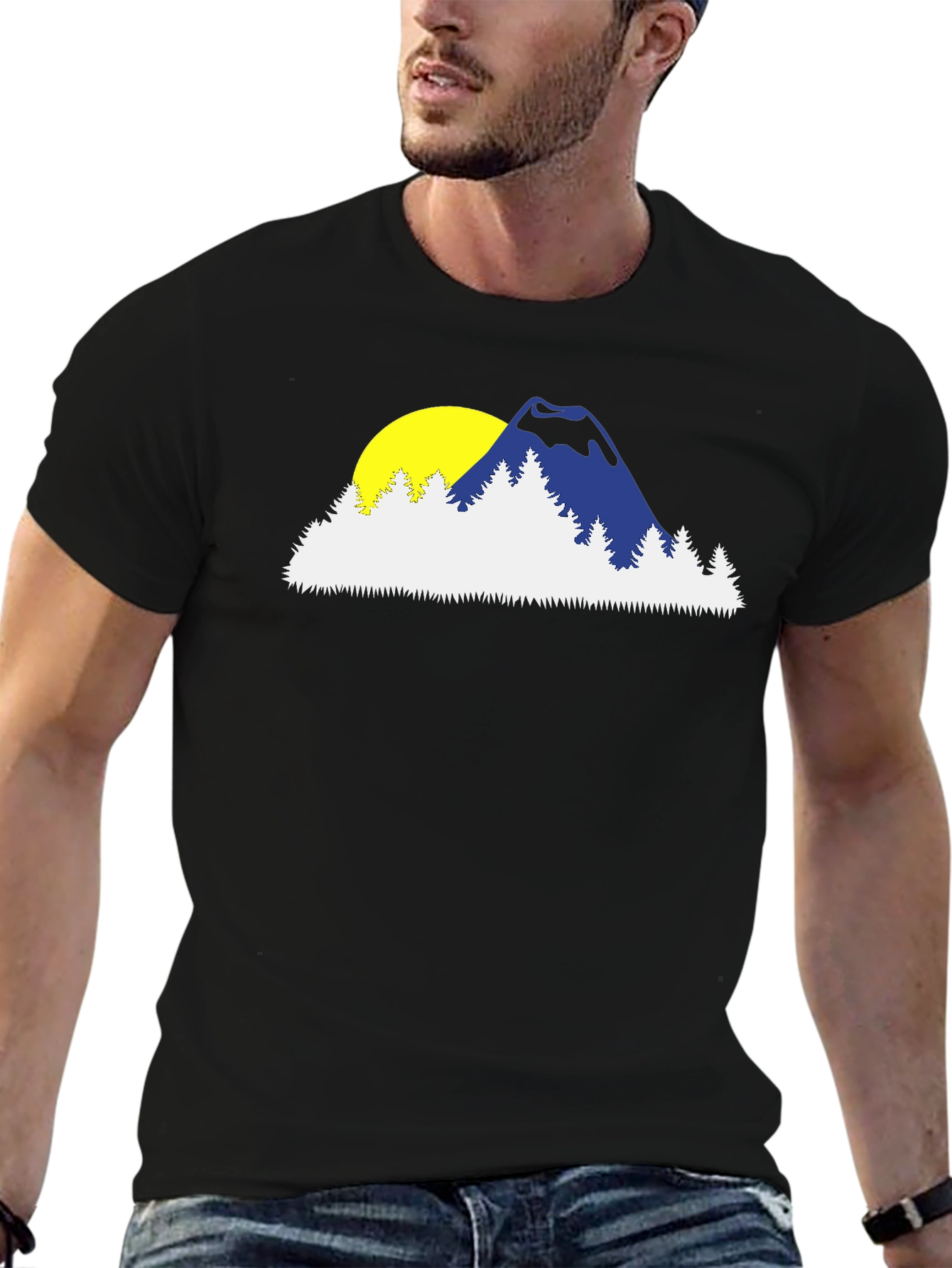 Mountain Sunset Graphic Tee - Black