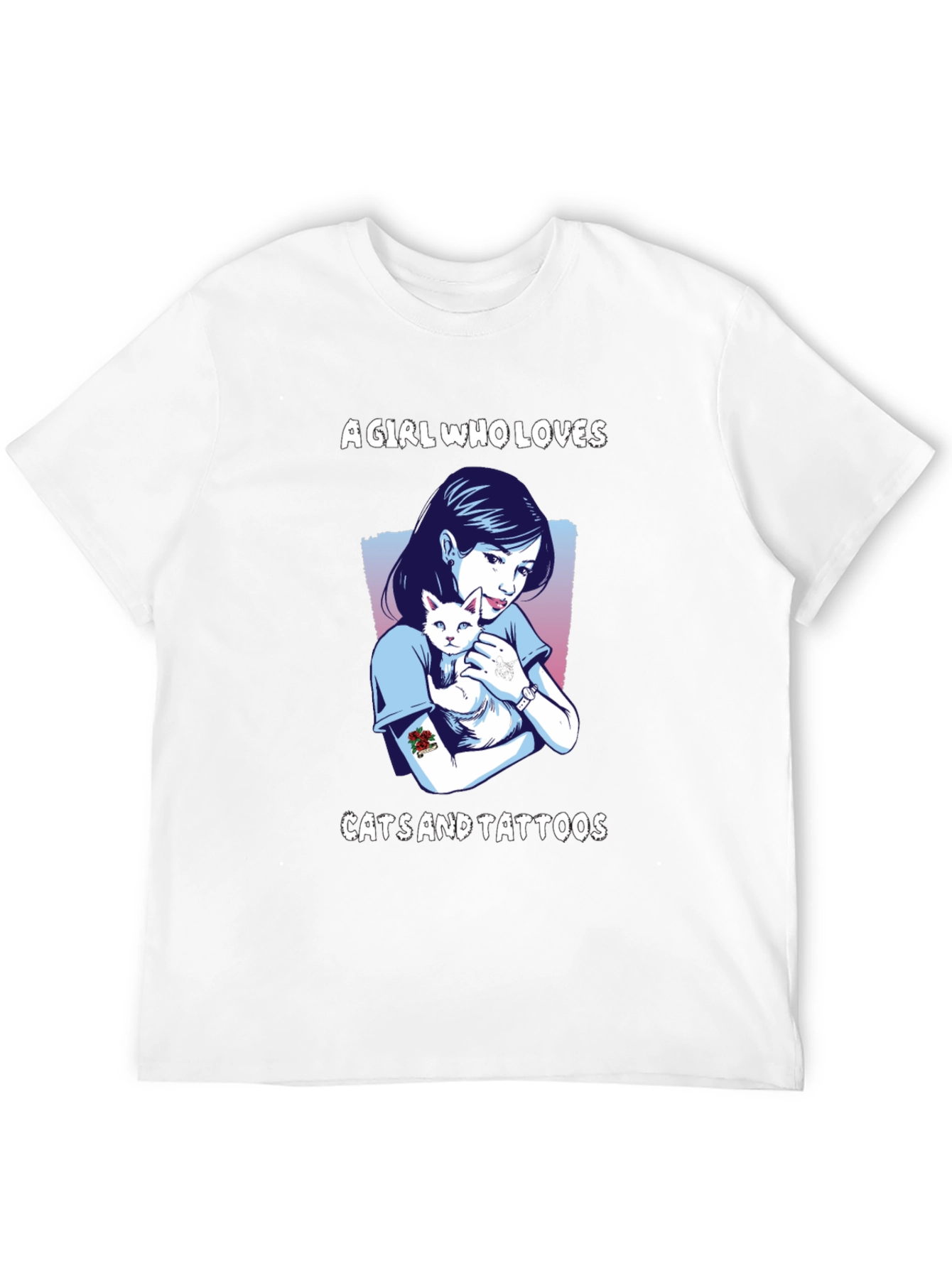 Girl Loves Cats and Tattoos Graphic T-Shirt