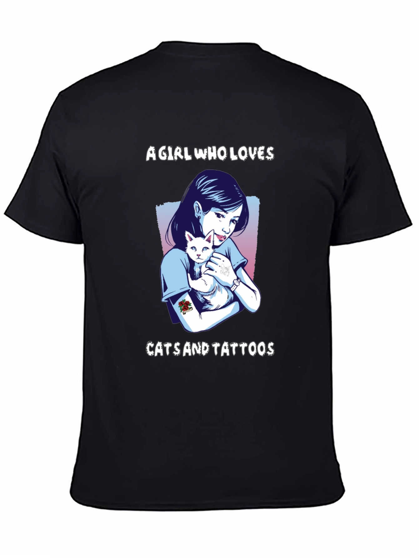 Girl Loves Cats and Tattoos Graphic T-Shirt