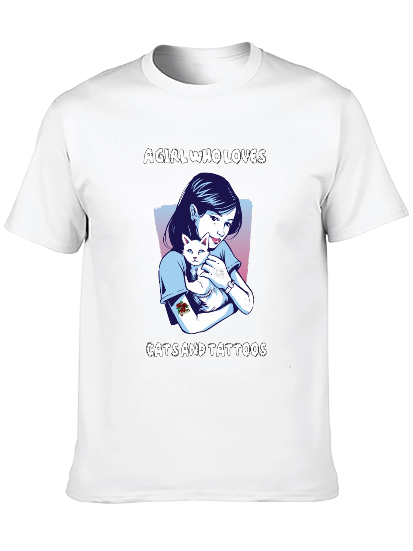 Girl Loves Cats and Tattoos Graphic T-Shirt
