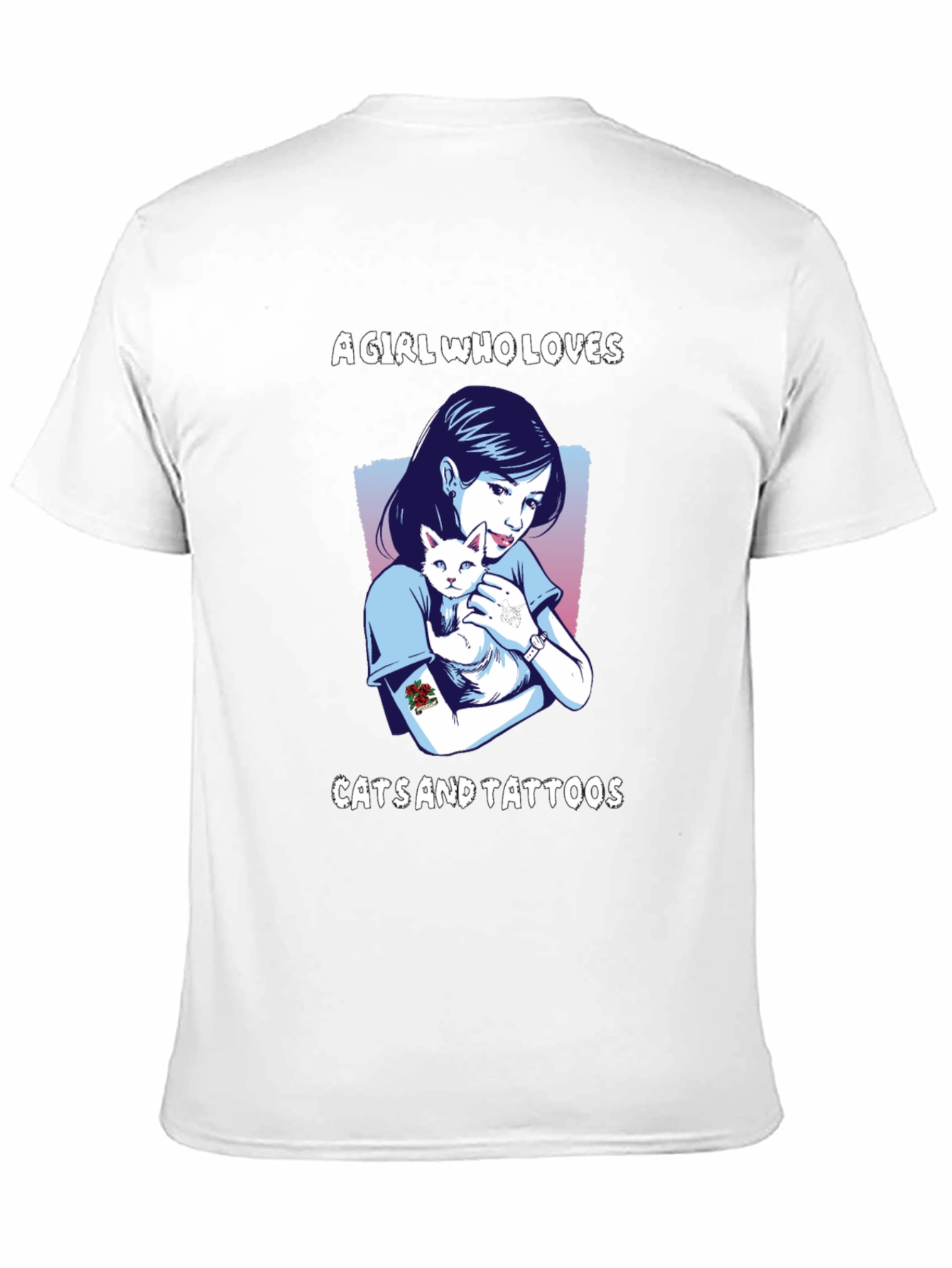 Girl Loves Cats and Tattoos Graphic T-Shirt