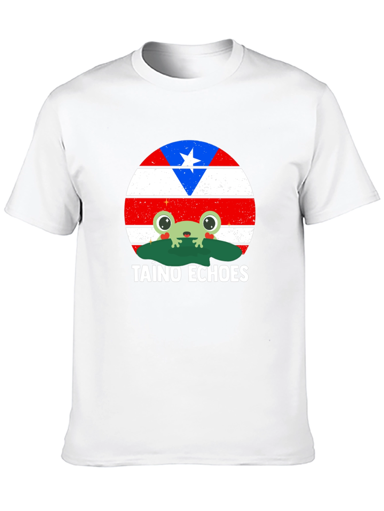 Taino Echoes Frog Graphic Tee - Puerto Rico Flag