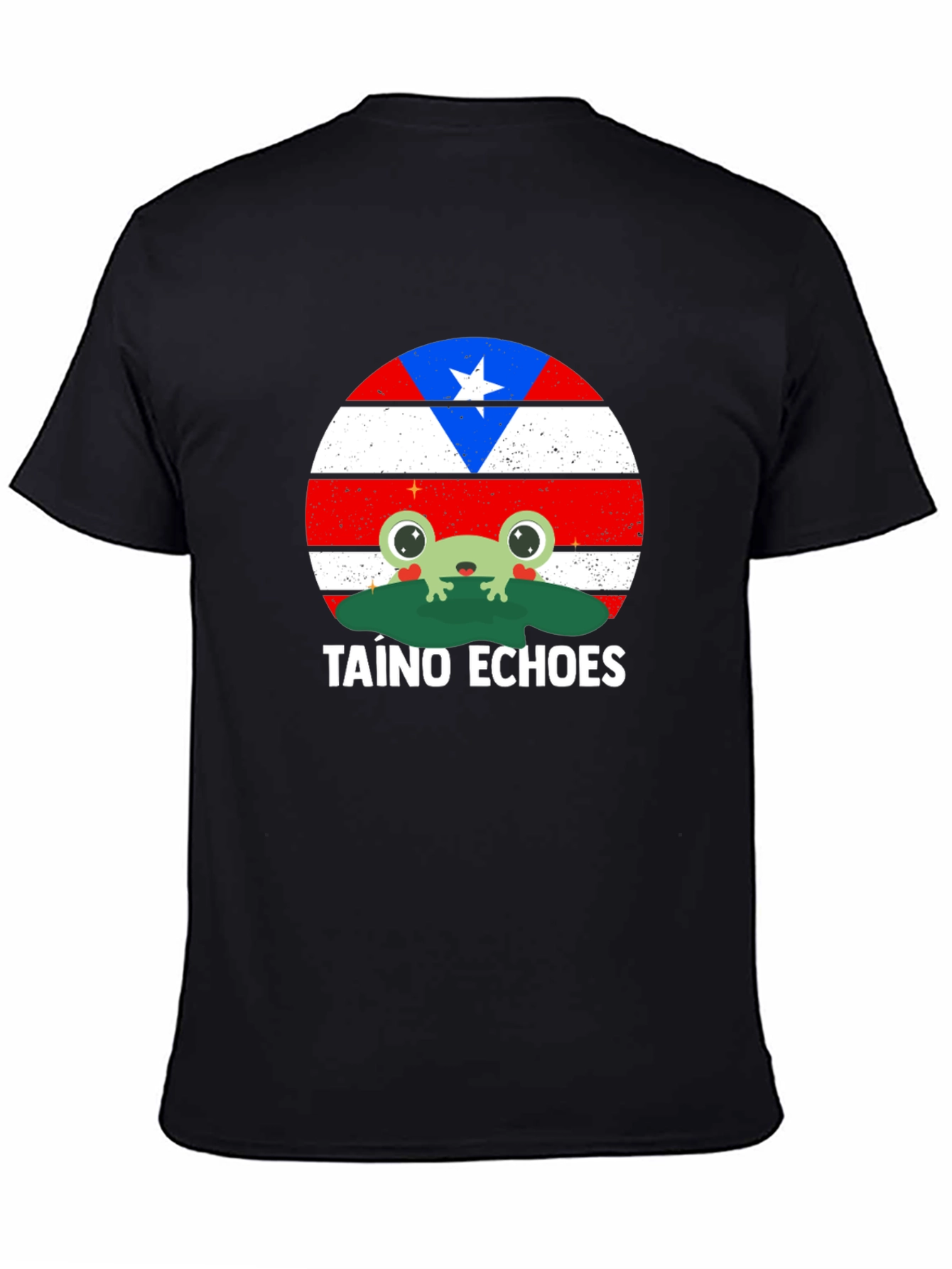 Taino Echoes Frog Graphic Tee - Puerto Rico Flag