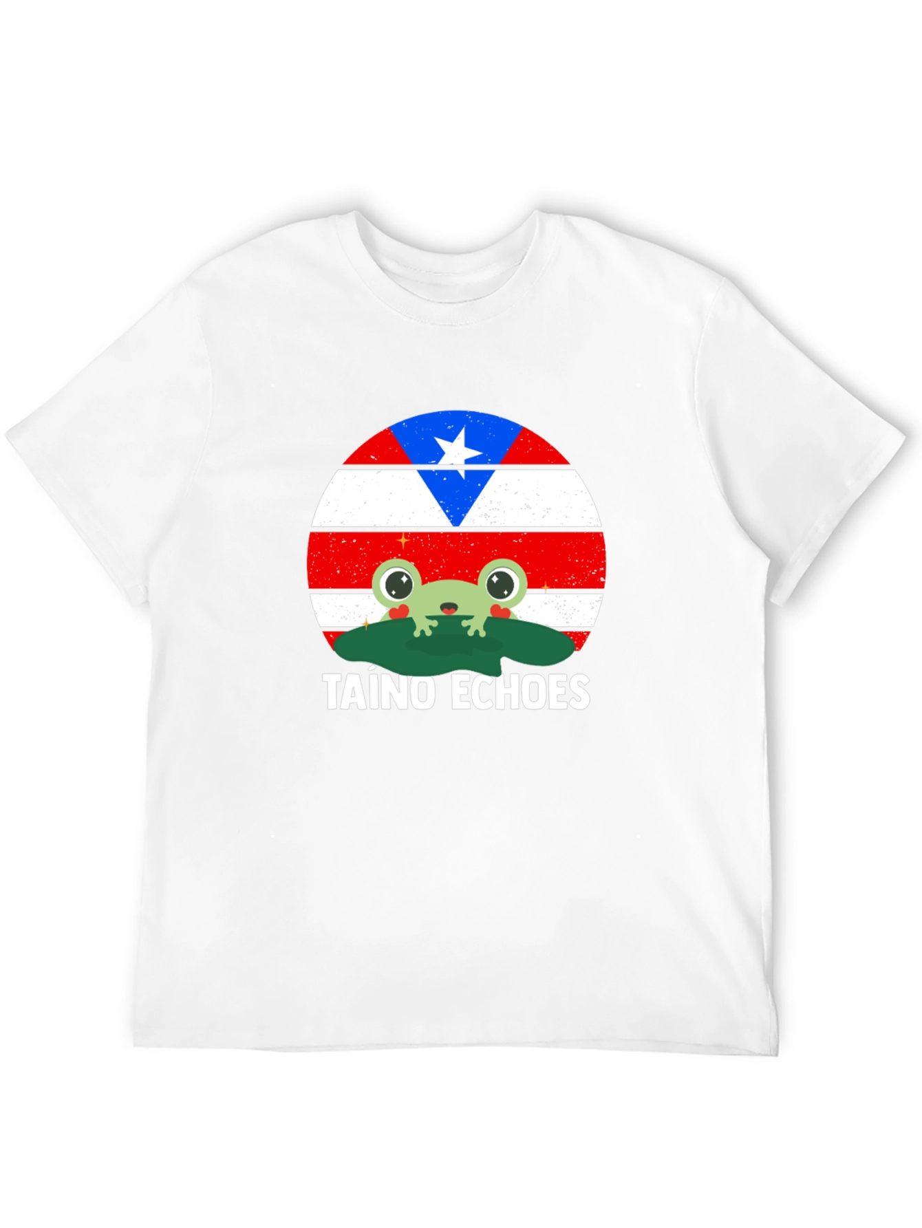 Taino Echoes Frog Graphic Tee - Puerto Rico Flag