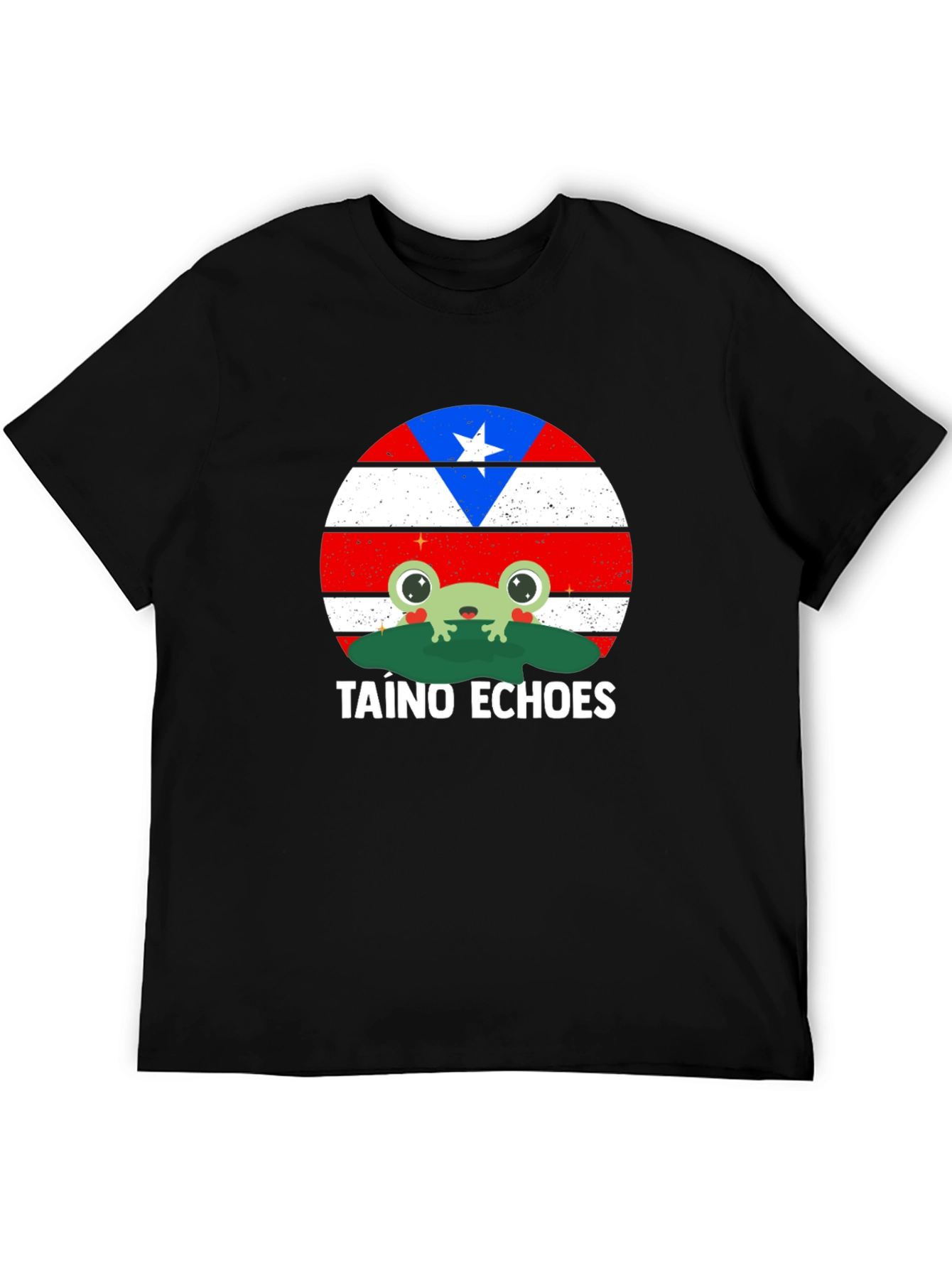 Taino Echoes Frog Graphic Tee - Puerto Rico Flag