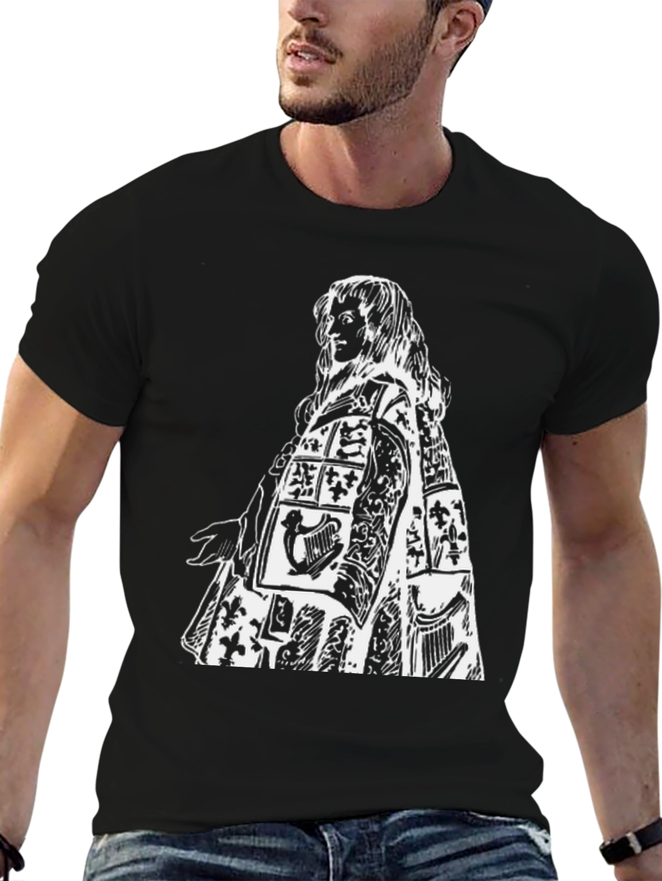 Artistic Figure Print Black Tee
