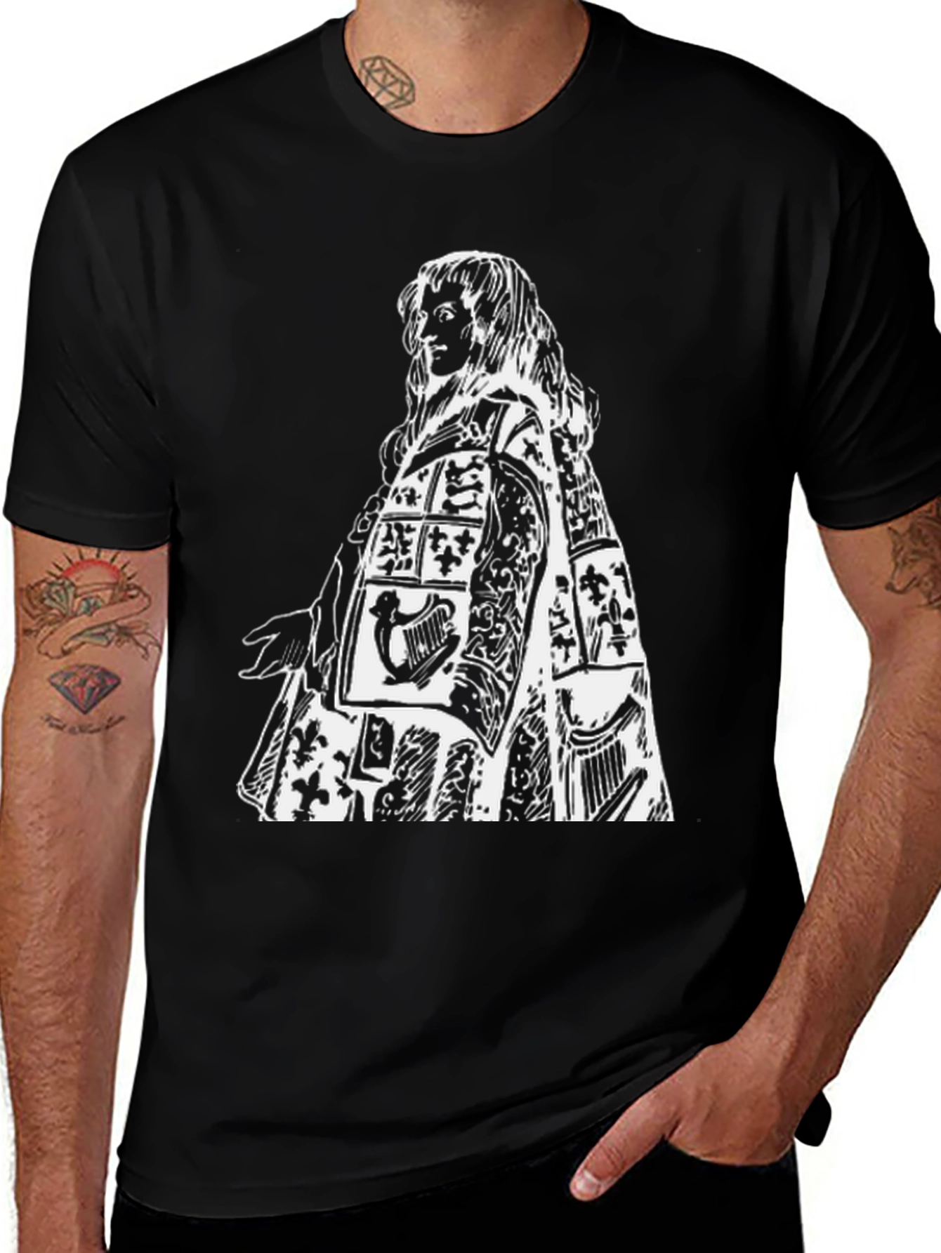 Artistic Figure Print Black Tee