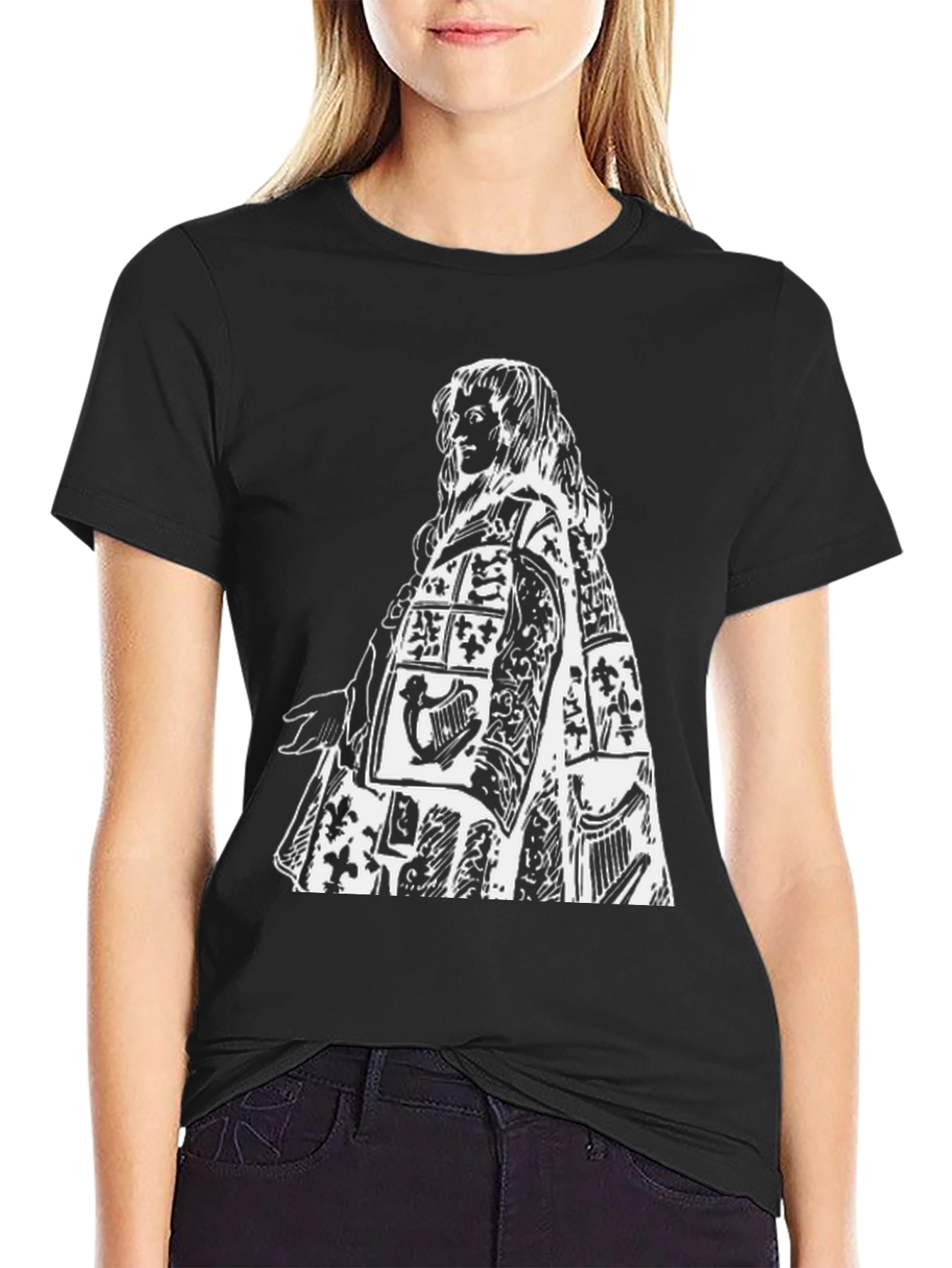 Artistic Figure Print Black Tee