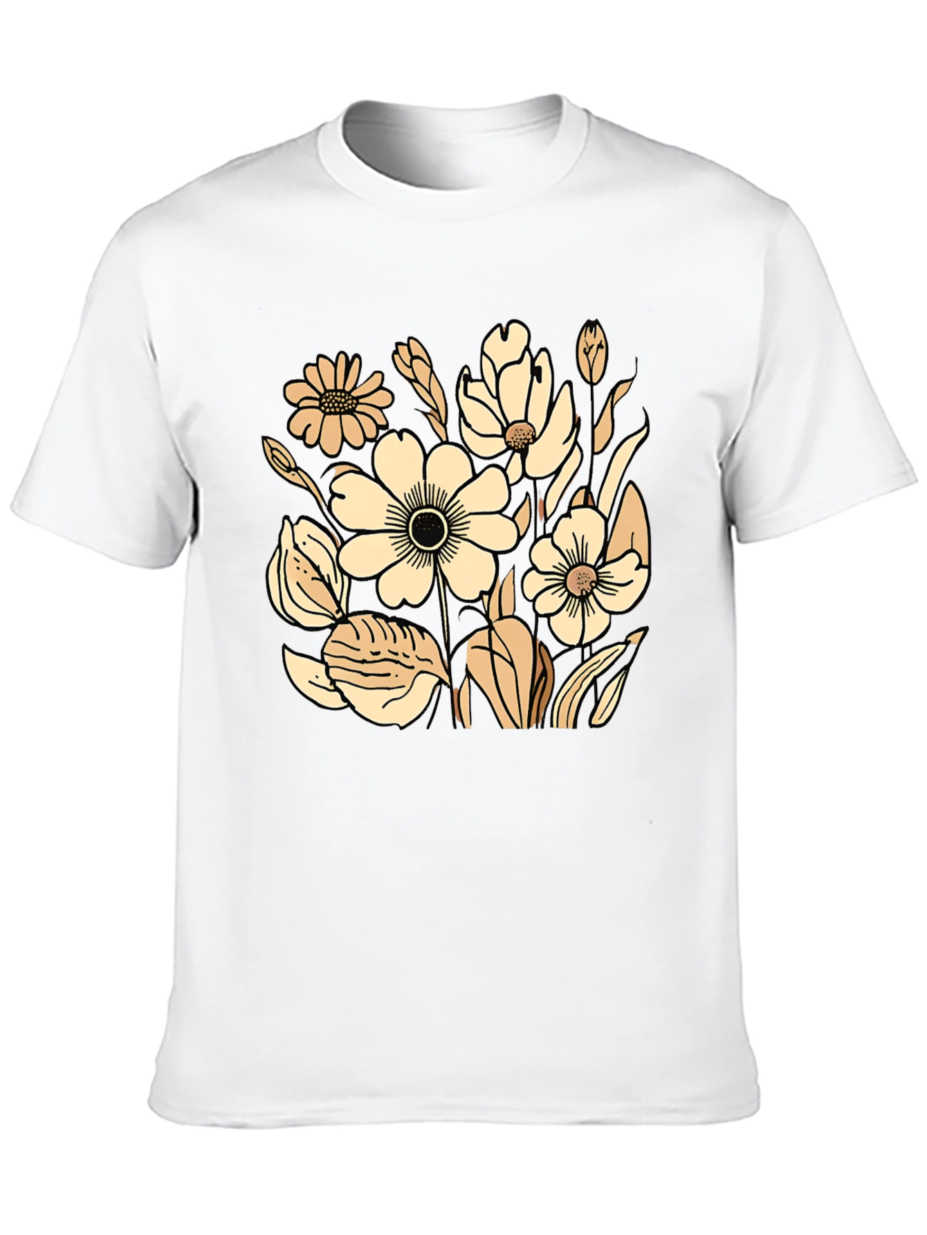 Floral Graphic Print Black T-Shirt
