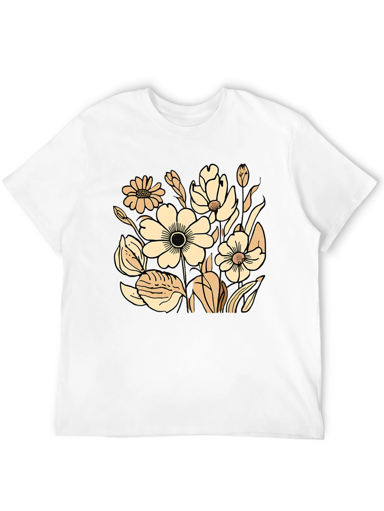 Floral Graphic Print Black T-Shirt
