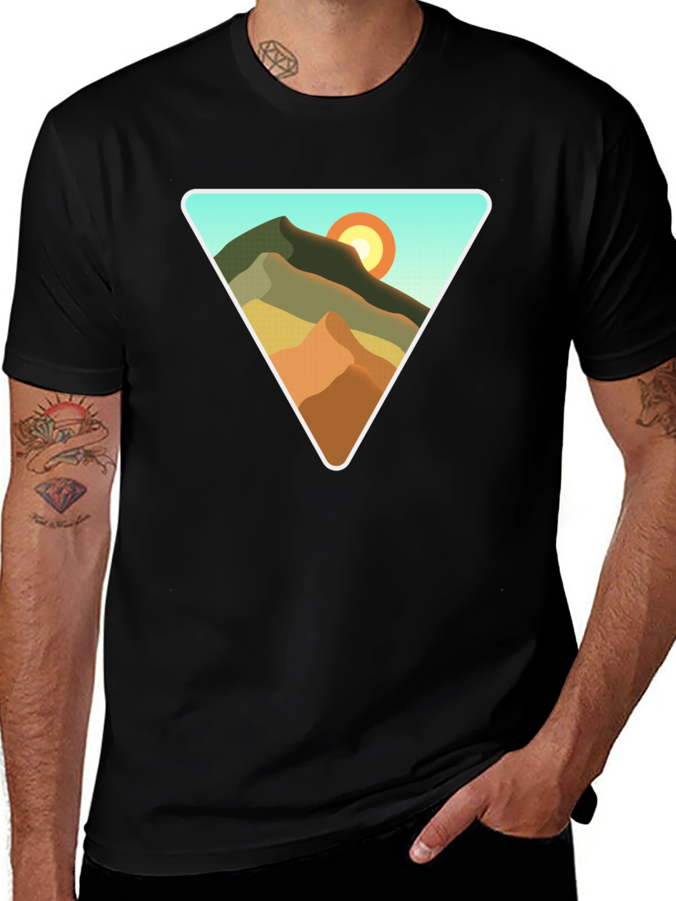 Geometric Mountain Scene T-Shirt