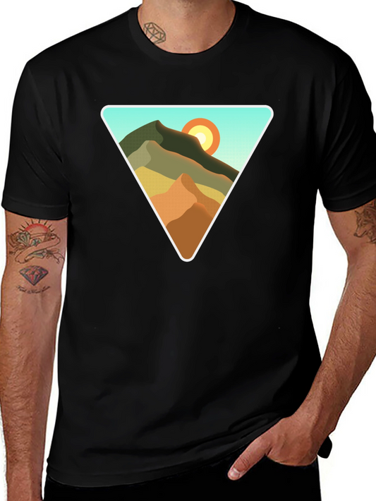 Geometric Mountain Scene T-Shirt