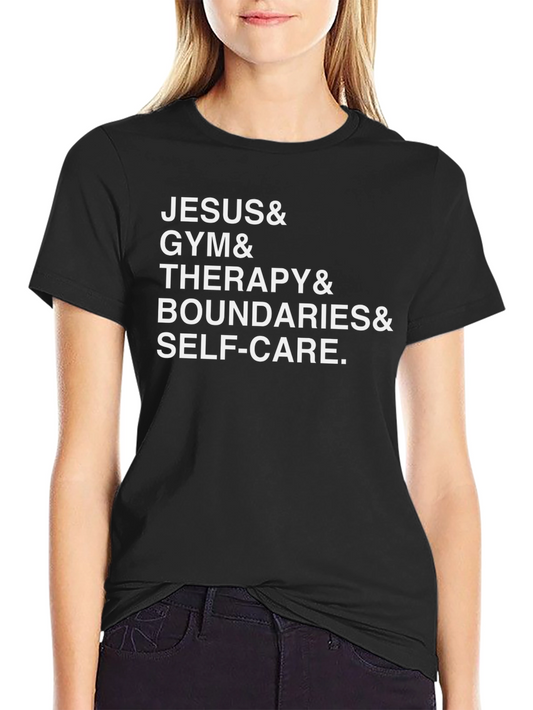 Jesus Gym Therapy Boundaries Self-Care T-Shirt