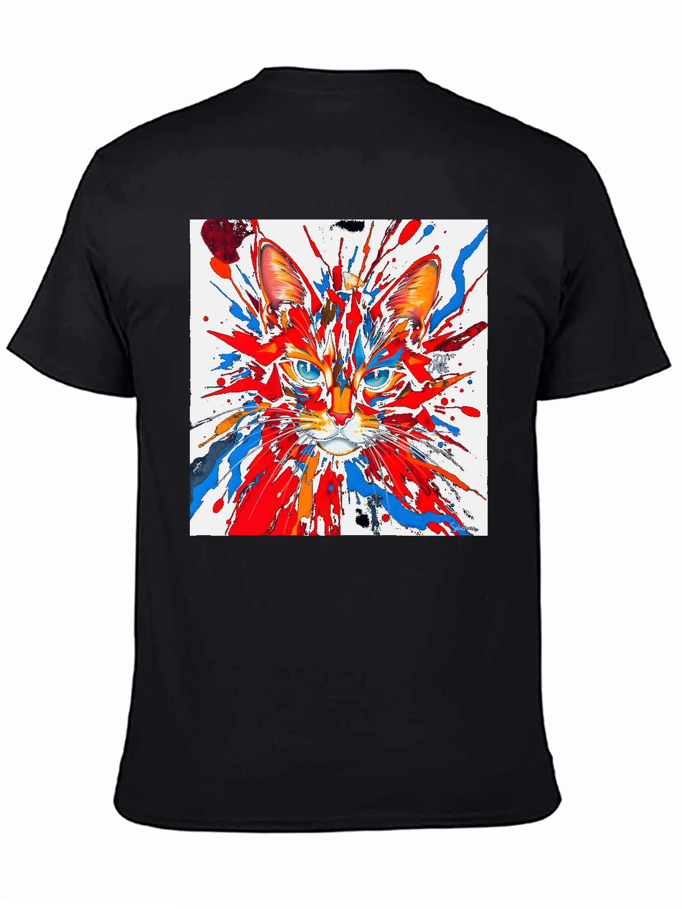 Abstract Cat Art Black T-Shirt