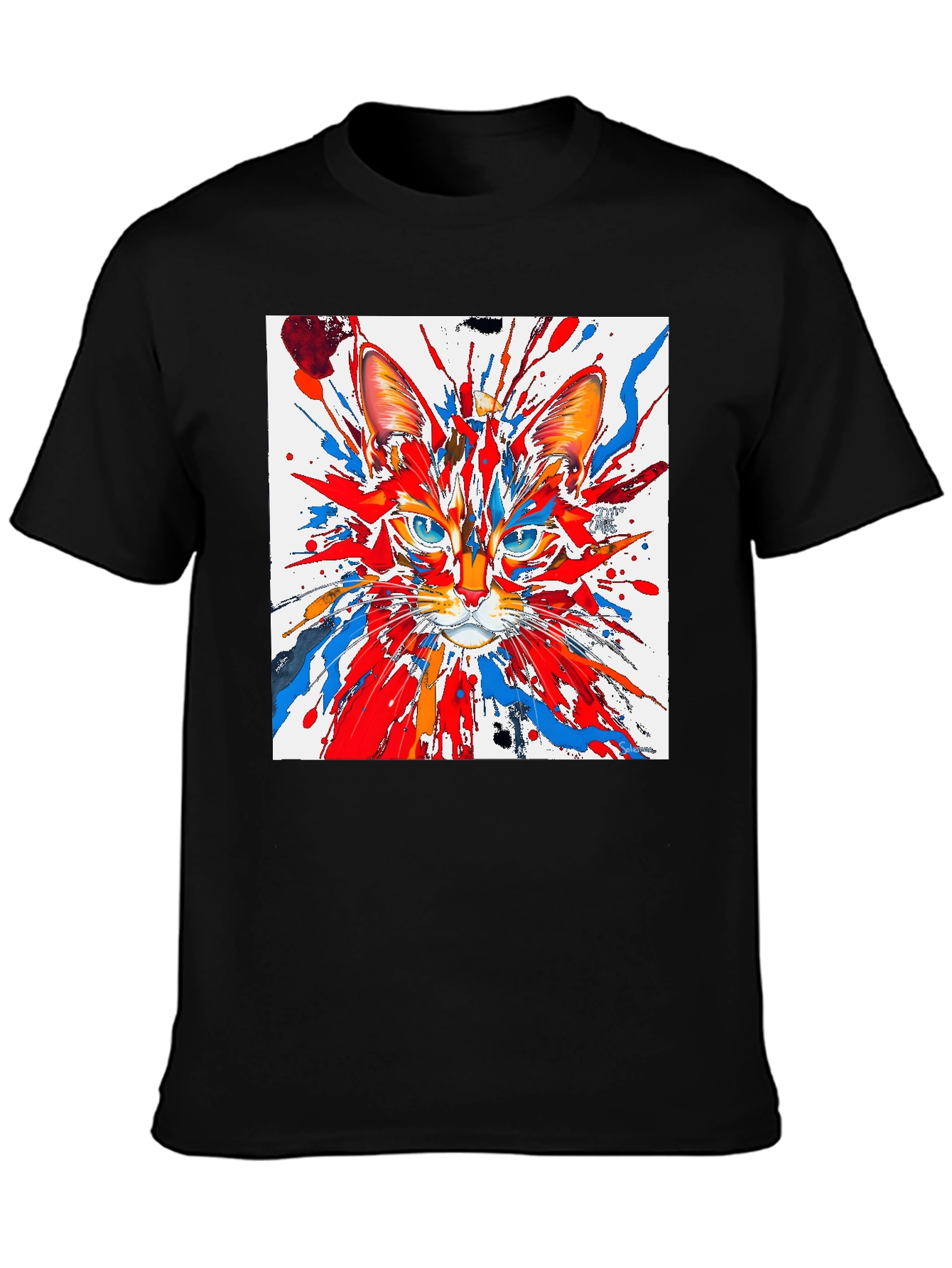 Abstract Cat Art Black T-Shirt