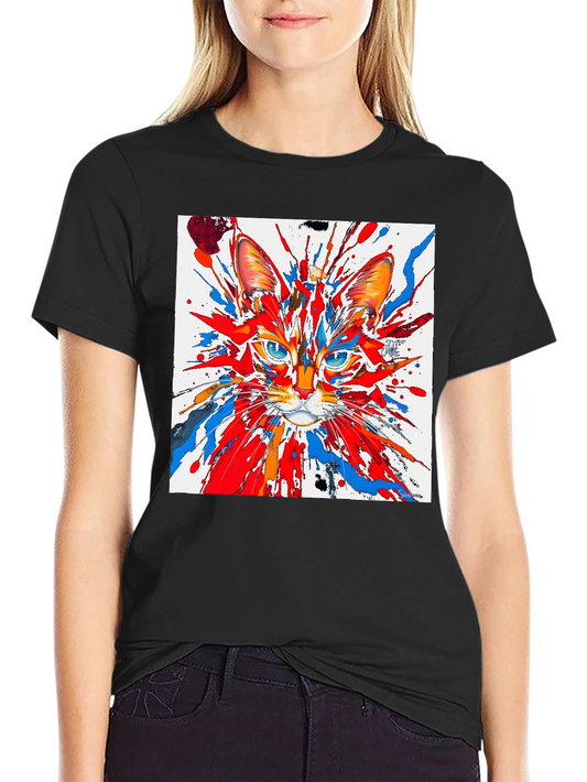 Abstract Cat Art Black T-Shirt
