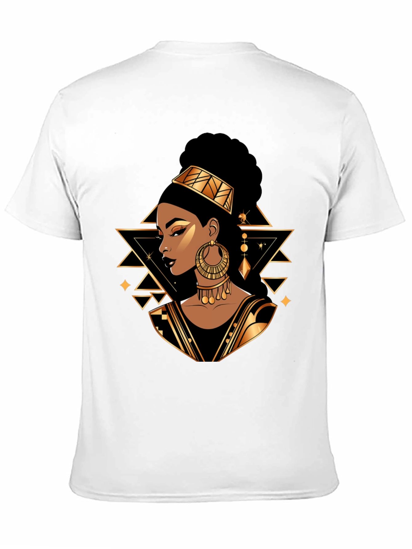 Black Tee with Elegant African Queen Graphic