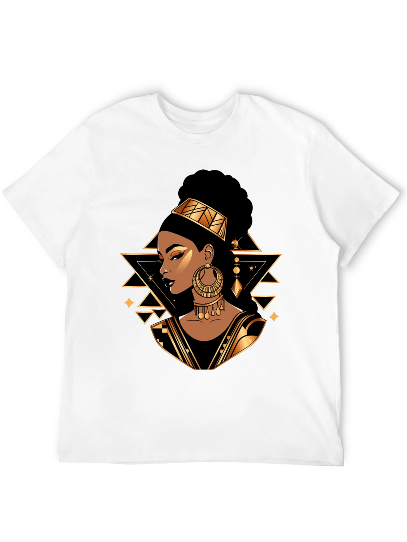 Black Tee with Elegant African Queen Graphic