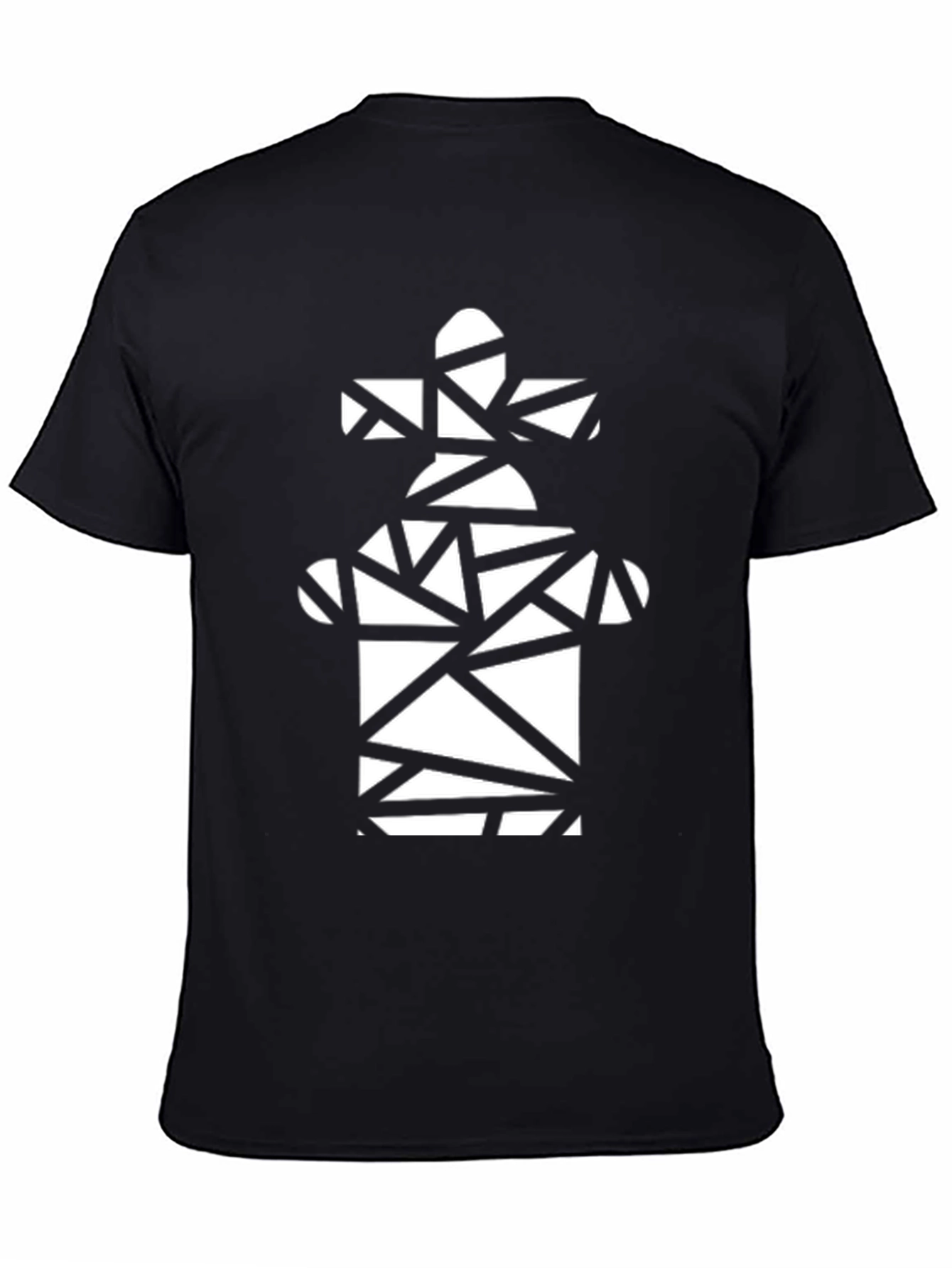 Geometric Chess Rook Graphic T-Shirt - Black
