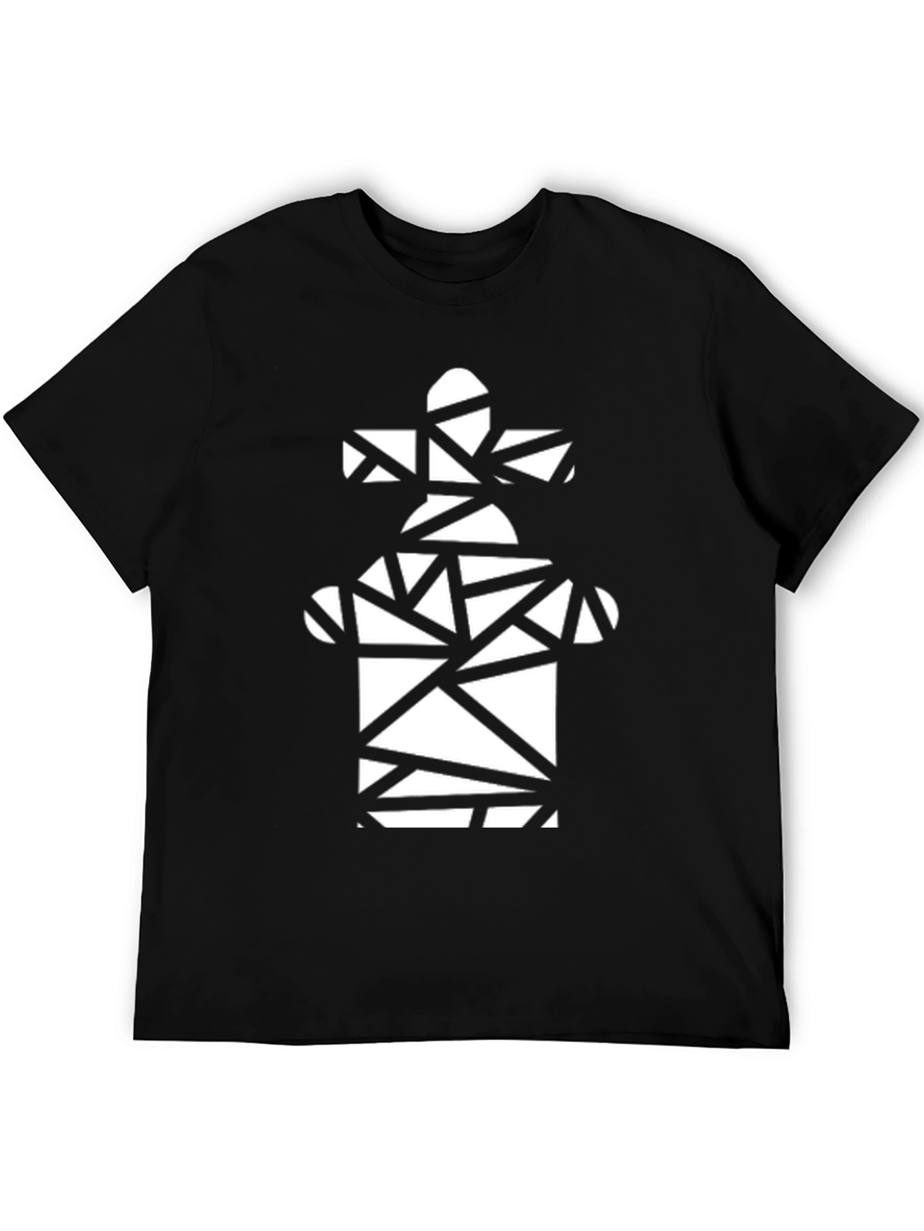 Geometric Chess Rook Graphic T-Shirt - Black