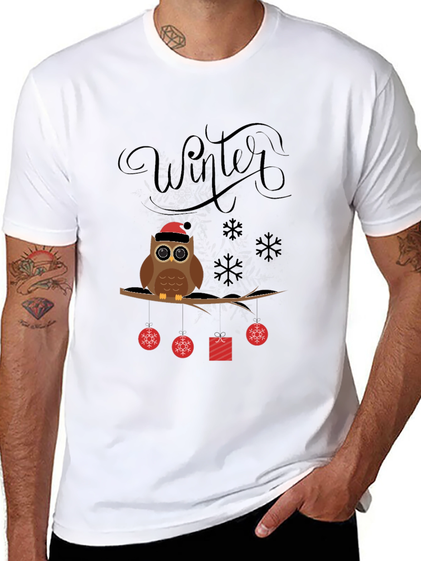 Winter Owl T-Shirt: Festive Holiday Graphic Tee