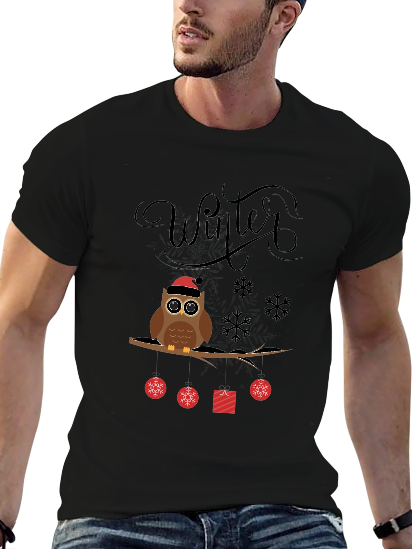 Winter Owl T-Shirt: Festive Holiday Graphic Tee