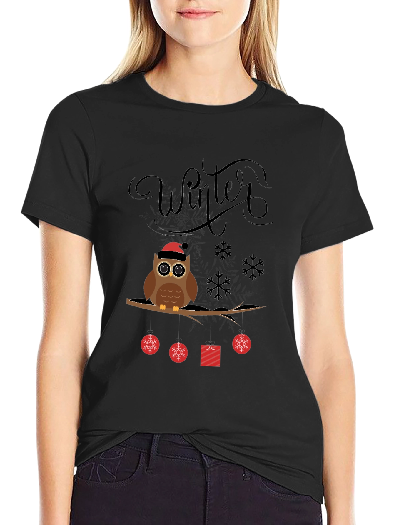 Winter Owl T-Shirt: Festive Holiday Graphic Tee