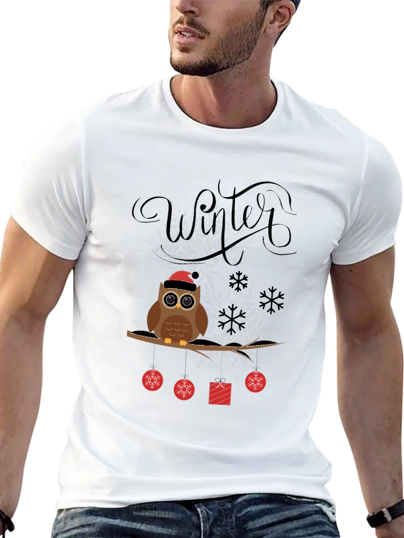 Winter Owl T-Shirt: Festive Holiday Graphic Tee