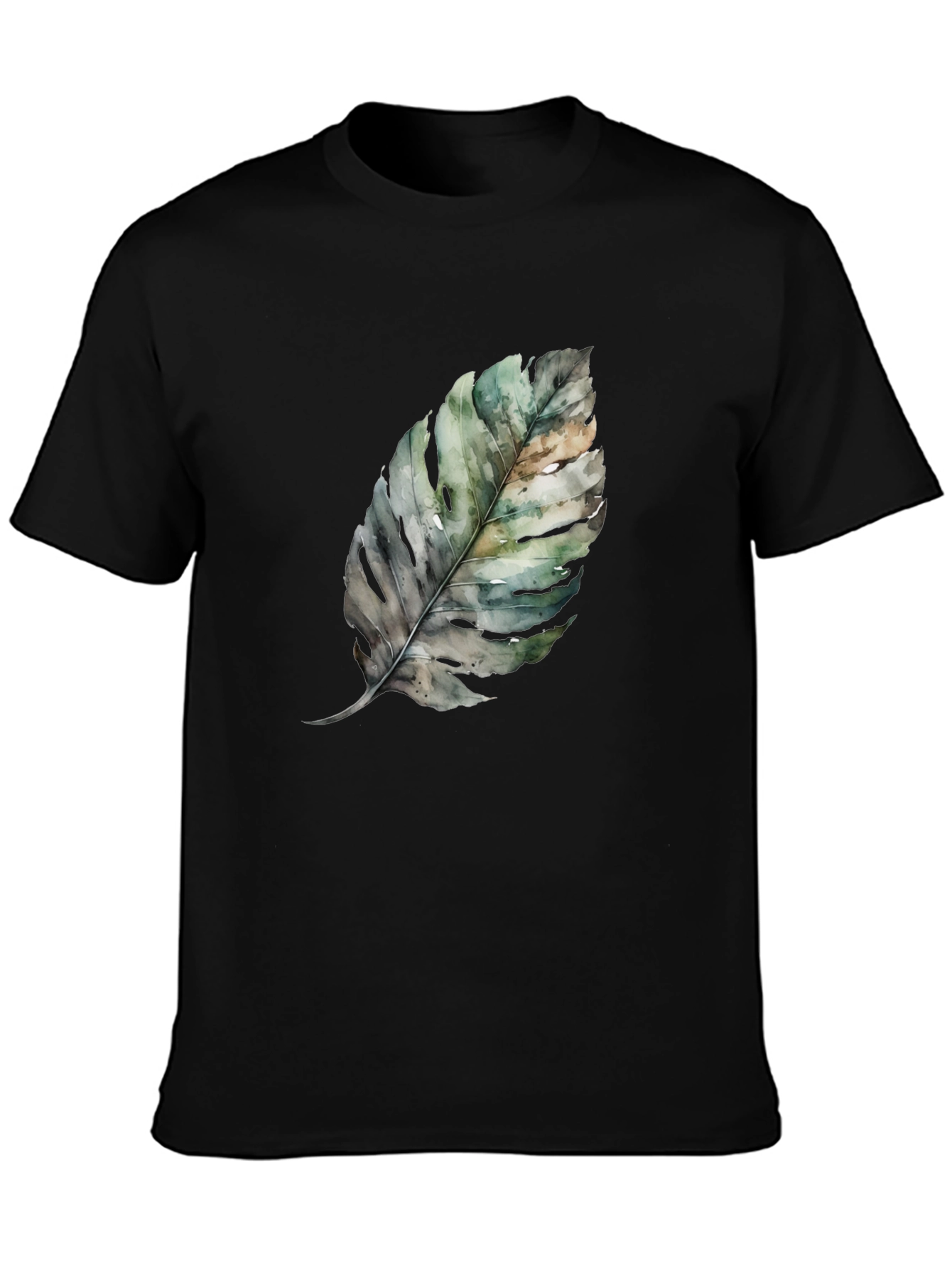 Leaf Print Black T-Shirt - Nature Inspired Fashion