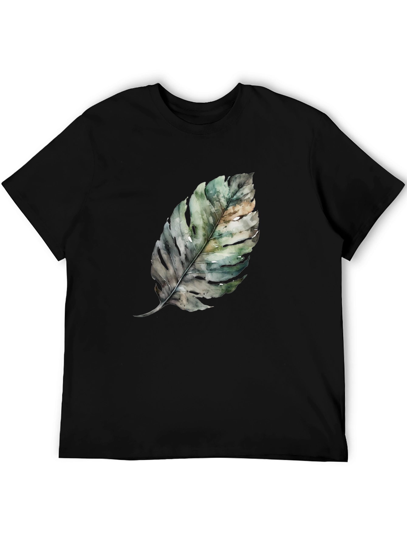 Leaf Print Black T-Shirt - Nature Inspired Fashion