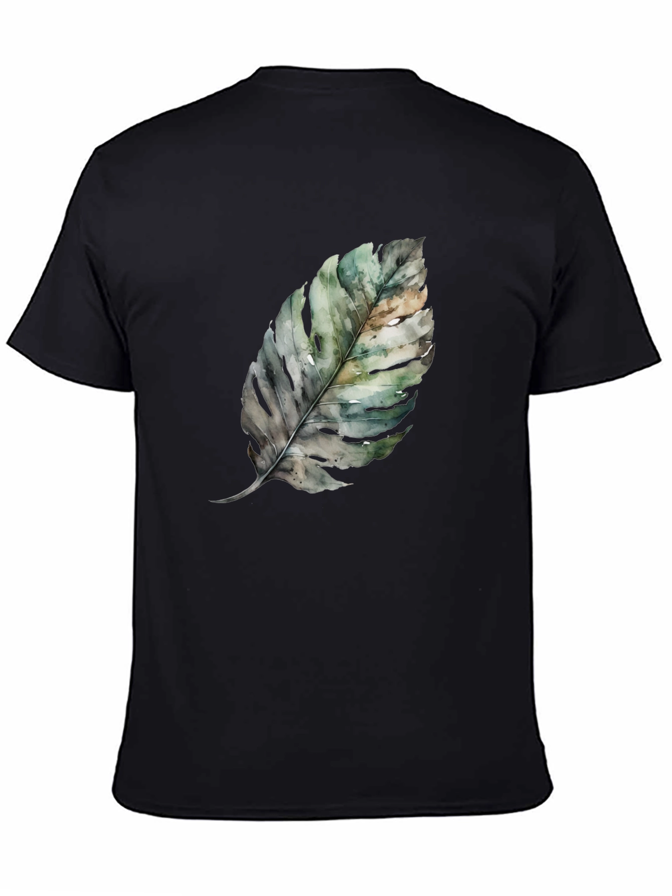 Leaf Print Black T-Shirt - Nature Inspired Fashion