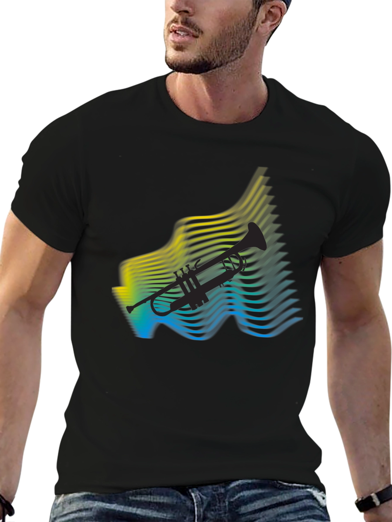 Abstract Trumpet Graphic Tee - Cool Music Lover Shirt