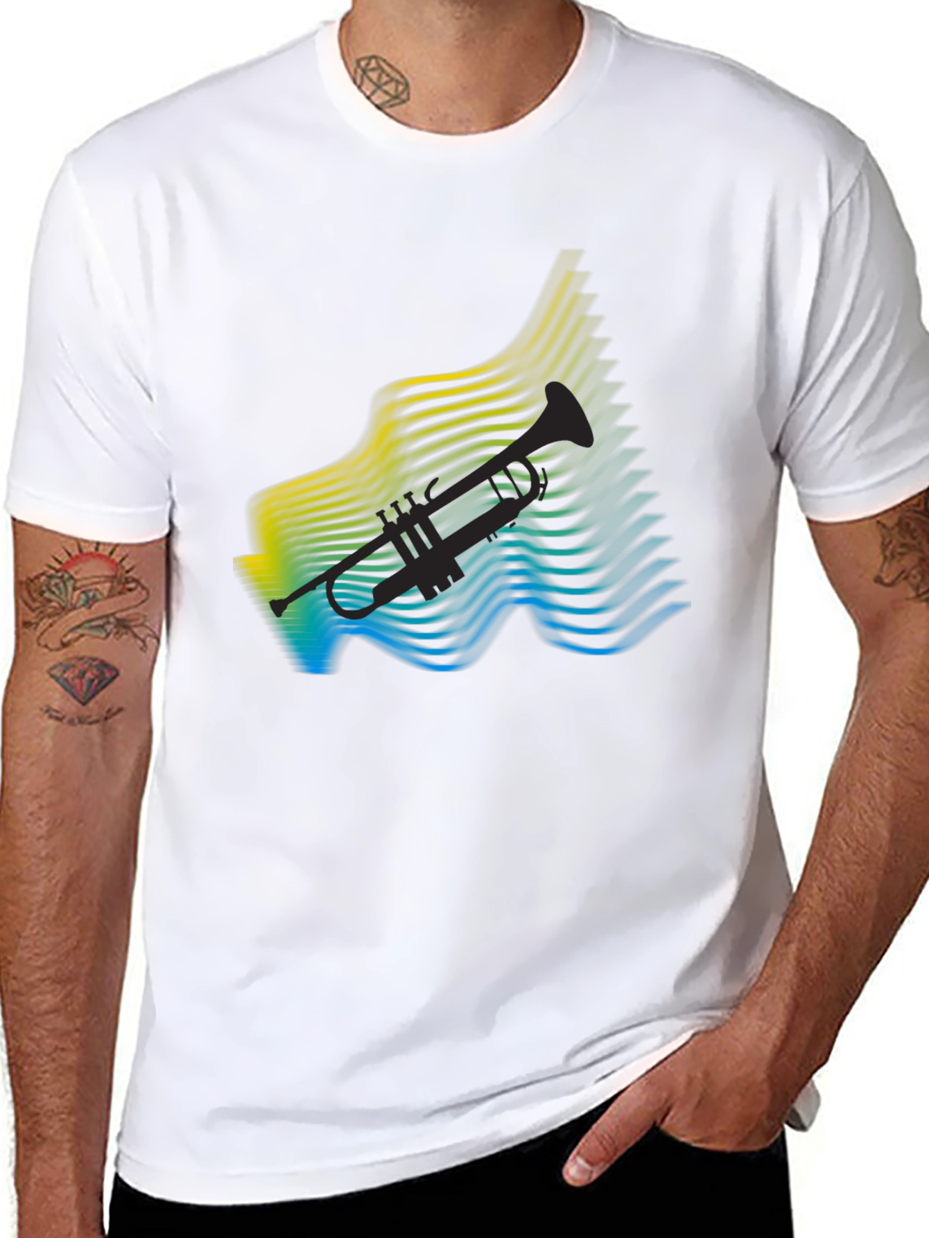 Abstract Trumpet Graphic Tee - Cool Music Lover Shirt