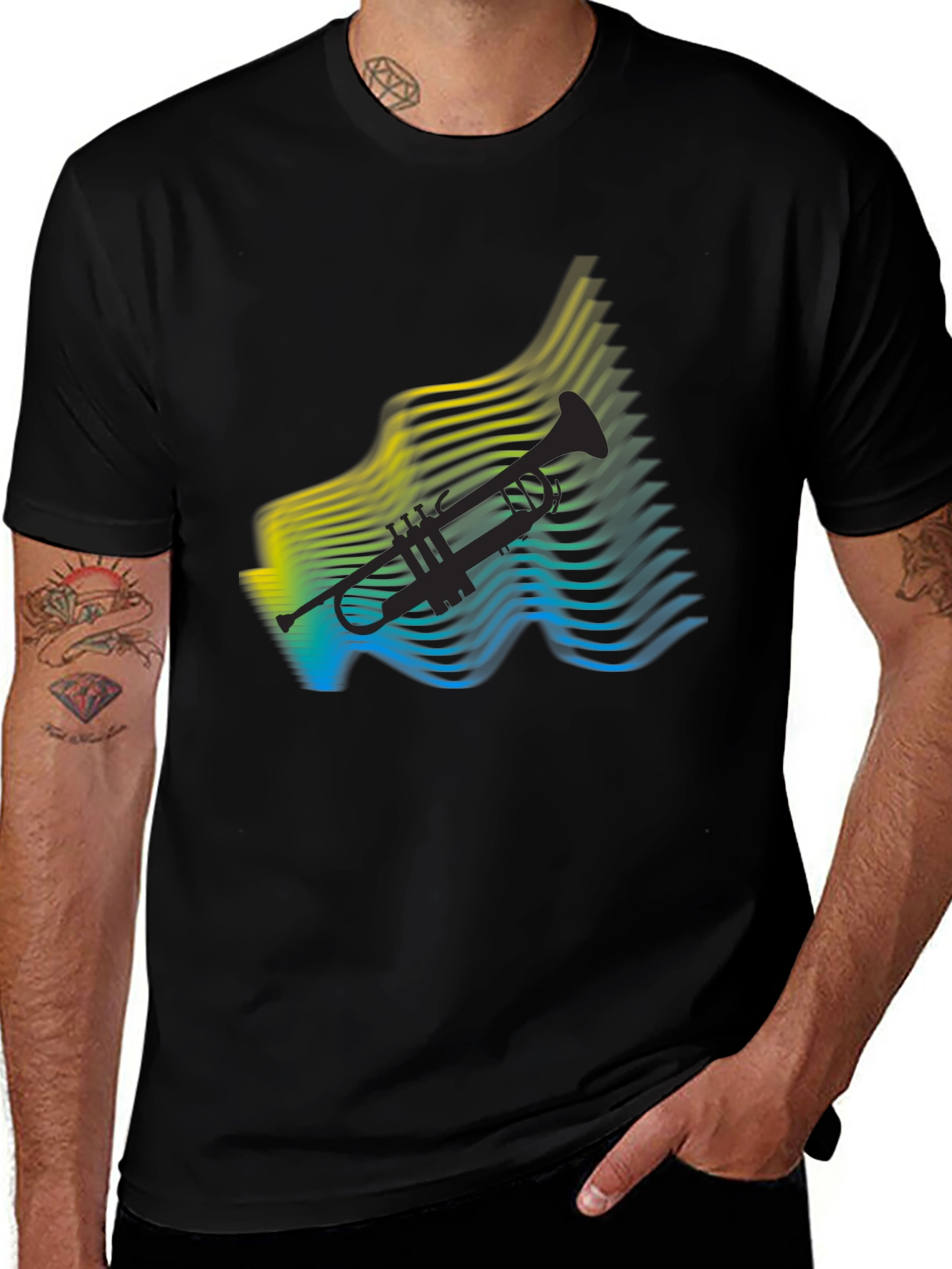 Abstract Trumpet Graphic Tee - Cool Music Lover Shirt